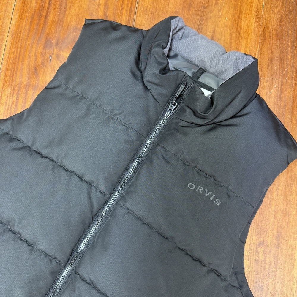 Orvis Mens Ripstop Insulated Puffer Vest Black Full Zip Quilted Size Medium
